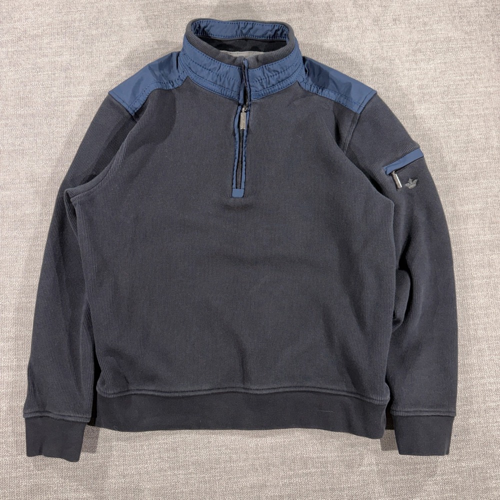 English Laundry Quarter Zip Pullover Mens L Navy Blue Excellent Ribbed Sweater